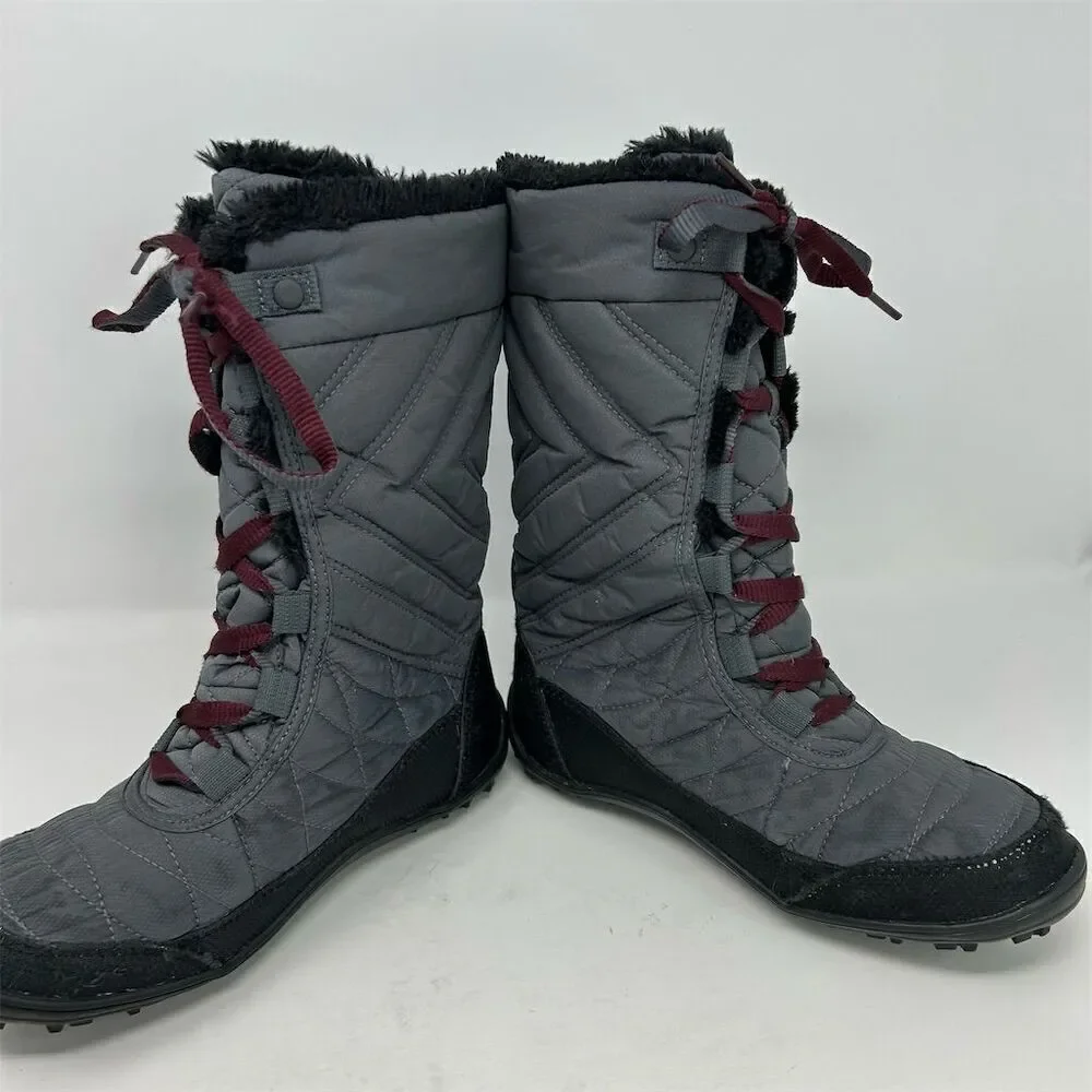 Columbia Kids Minx Mid III Waterproof Lace Up Boots Gray Size 4 Winter Hiking